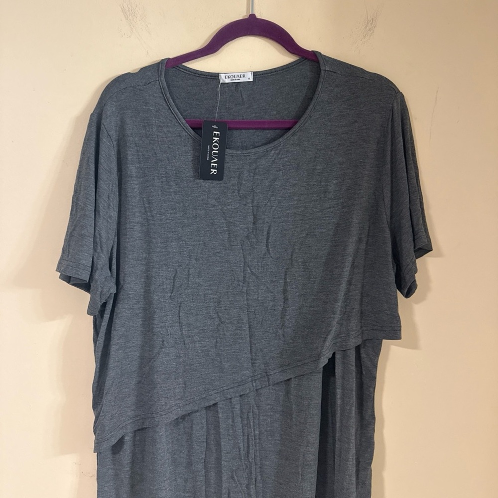 Cotton grey Top: Quarter Sleeve Breastfeeding Shirt…#429 - Picture 2 of 6